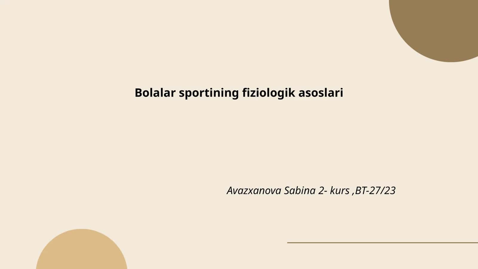 Bolalar sportining fiziologik asoslari