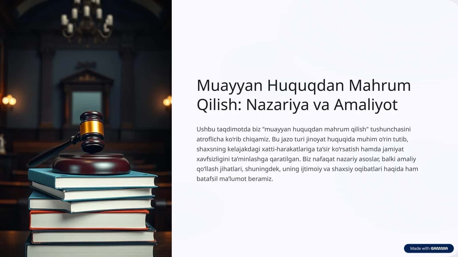 Muayyan Huquqdan Mahrum Qilish: Nazariya va Amaliyot
