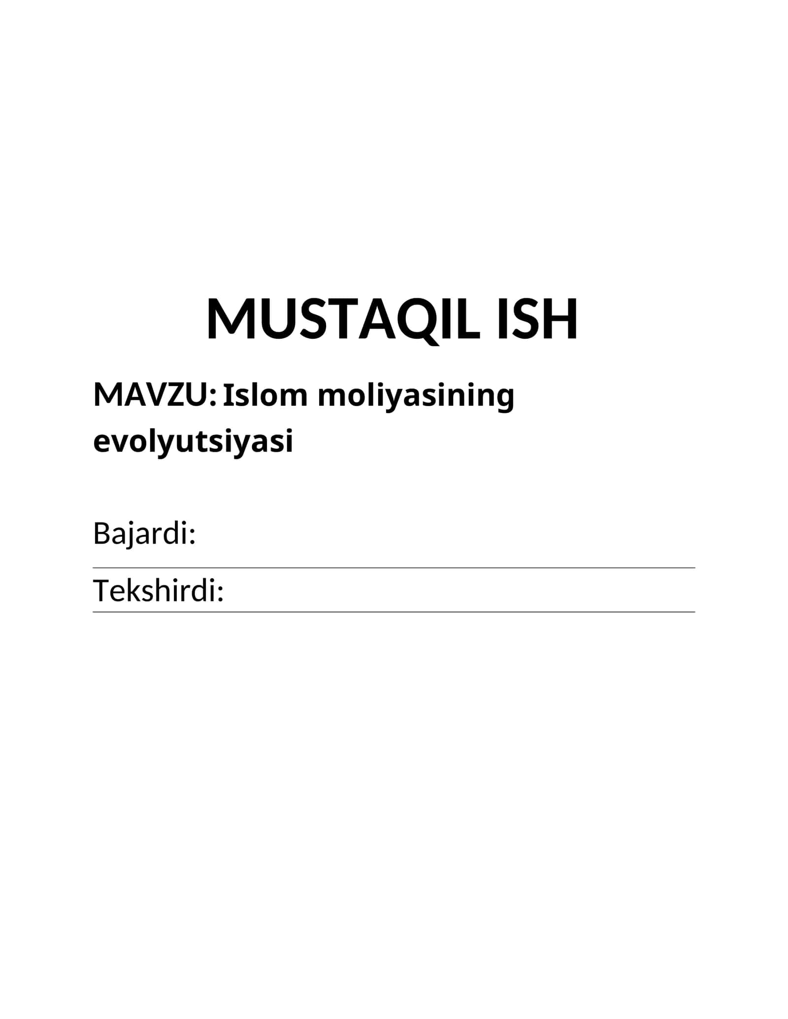 Islom moliyasining evolyutsiyasi