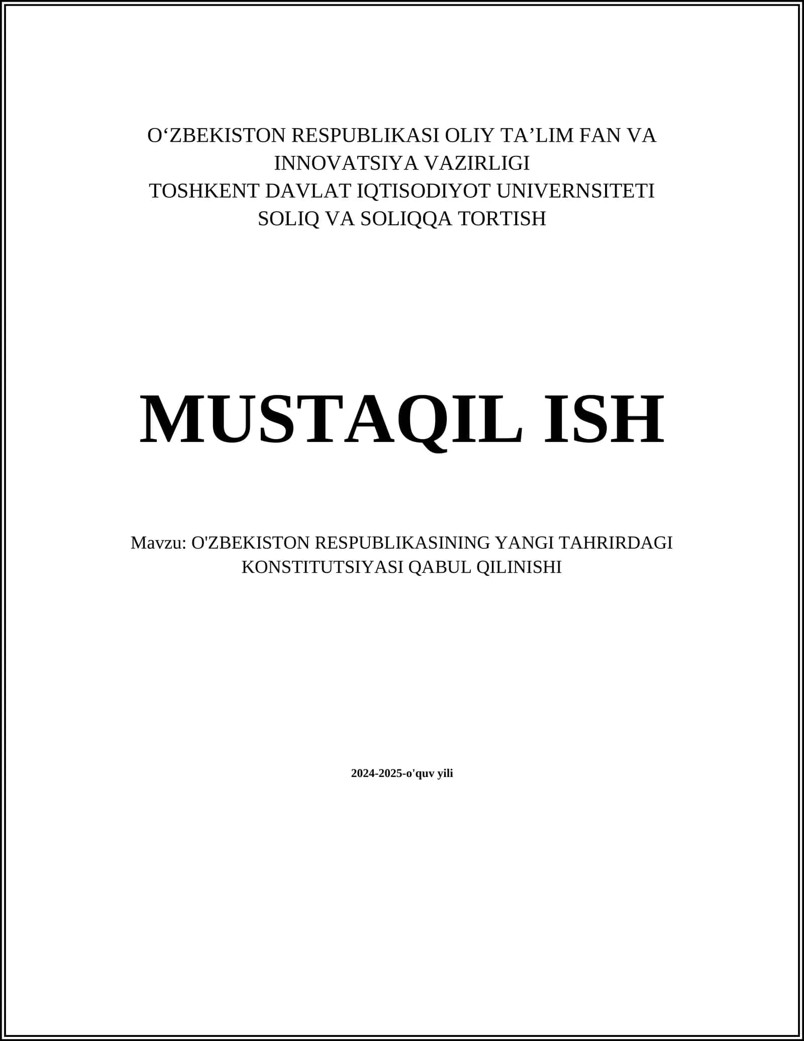 O'ZBEKISTON RESPUBLIKASI KONSTITUTSIYASINING YANGI TAHRIRDAGI QABUL QILINISHI