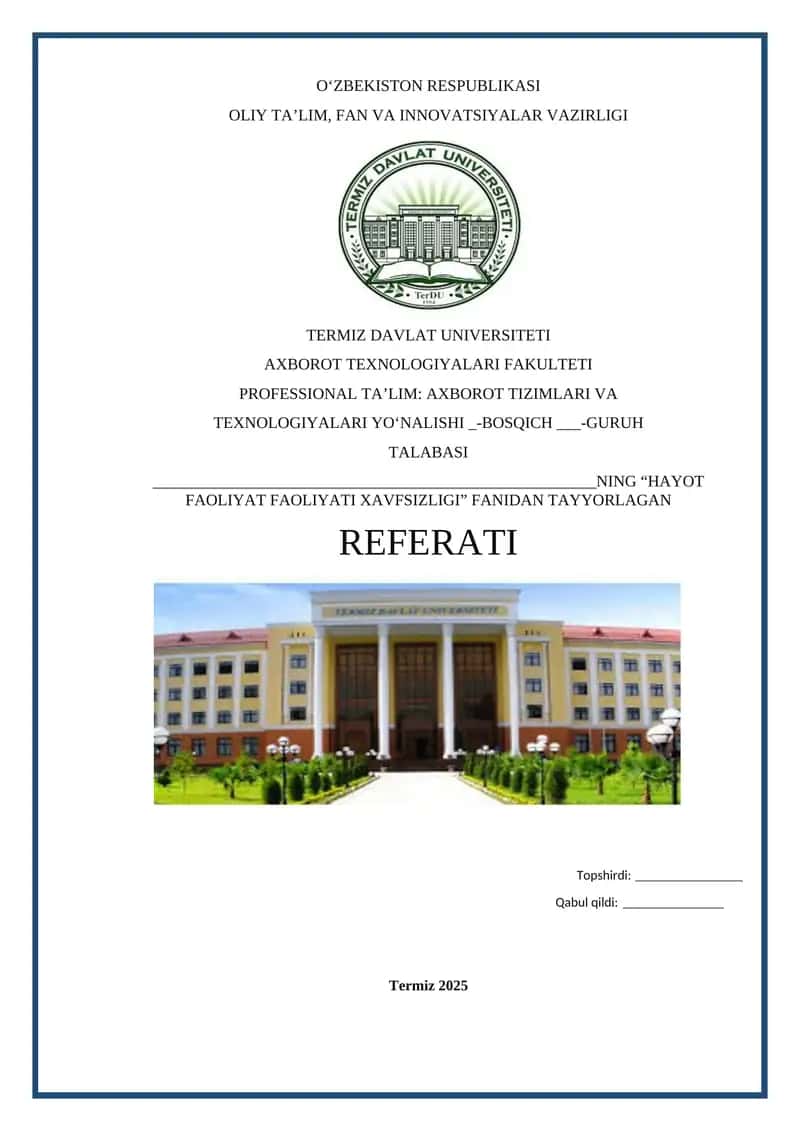 MEHNAT FAOLIYAT JARAYONIDA ERGONOMIKANING ROLI