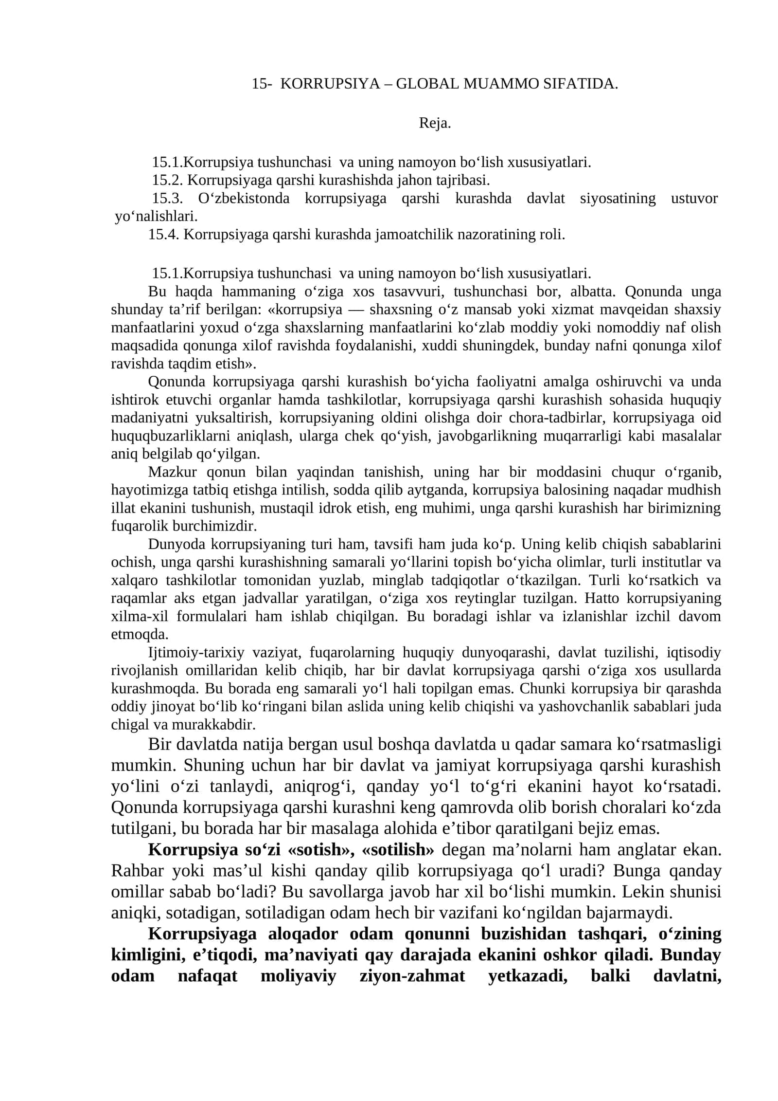 Korrupsiya – Global muammo sifatida