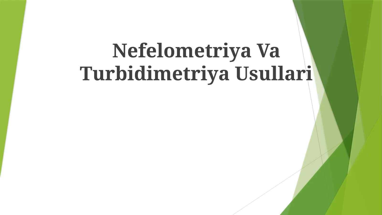 Nefelometriya Va Turbidimetriya Usullari
