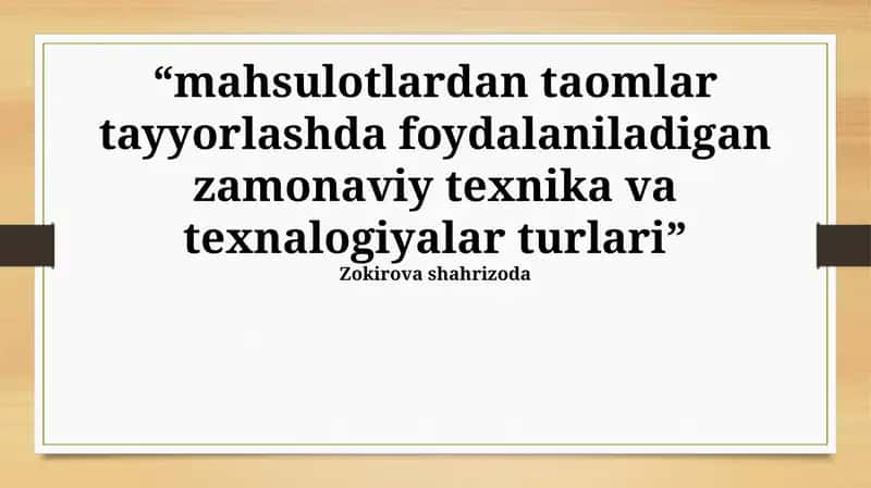 Oziq-ovqat Saqlash Texnologiyalari