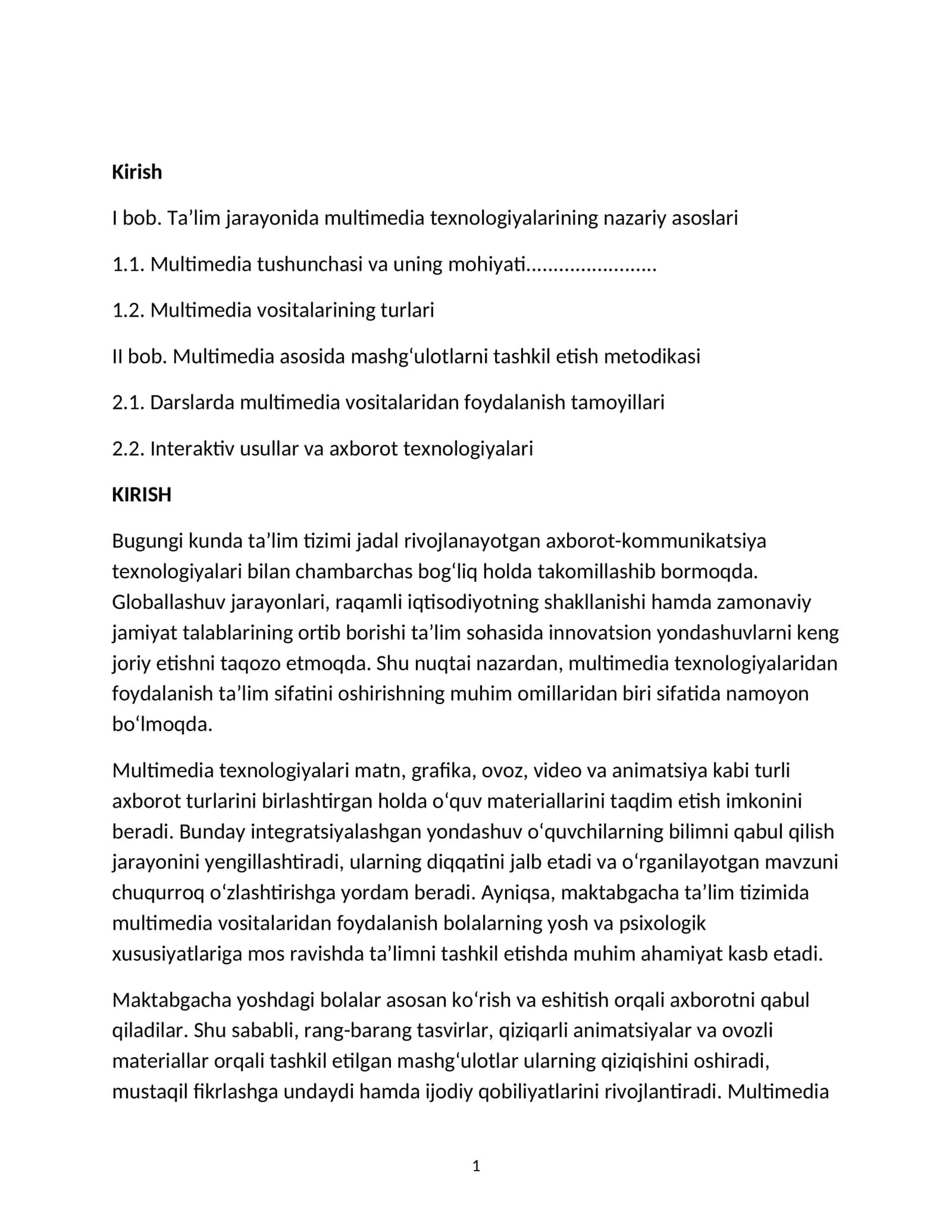 Ta’lim jarayonida multimedia texnologiyalarining nazariy asoslari