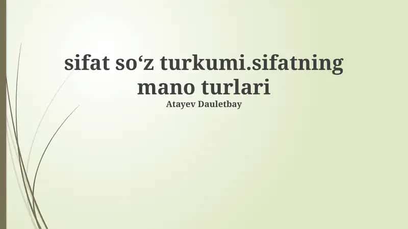 Sifat so'z turkumi