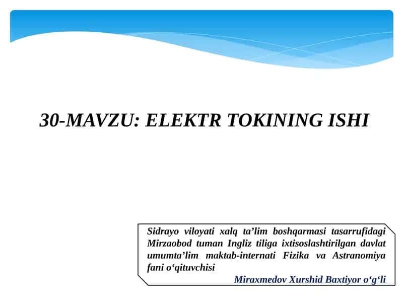 ELEKTR TOKINING ISHI