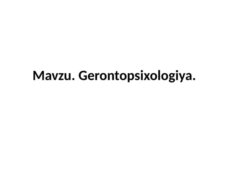 Gerontopsixologiya