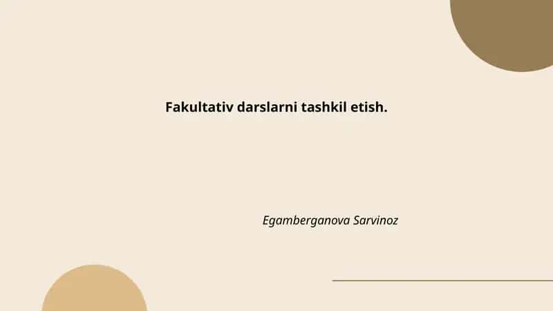 Fakultativ darslarni tashkil etish