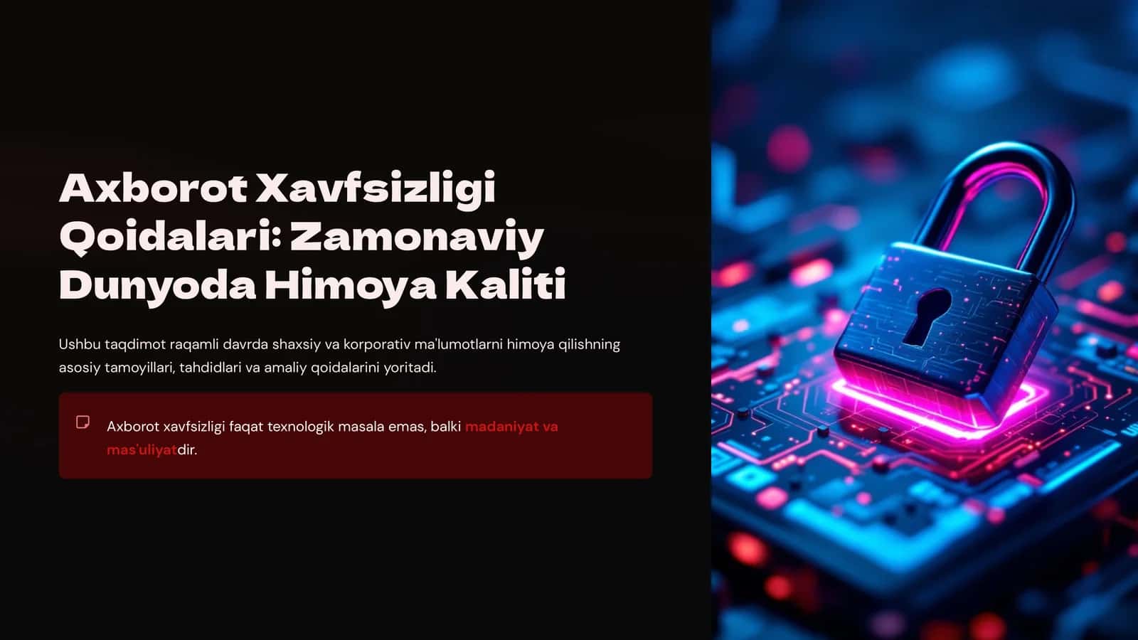 Axborot Xavfsizligi Qoidalari: Zamonaviy Dunyoda Himoya Kaliti