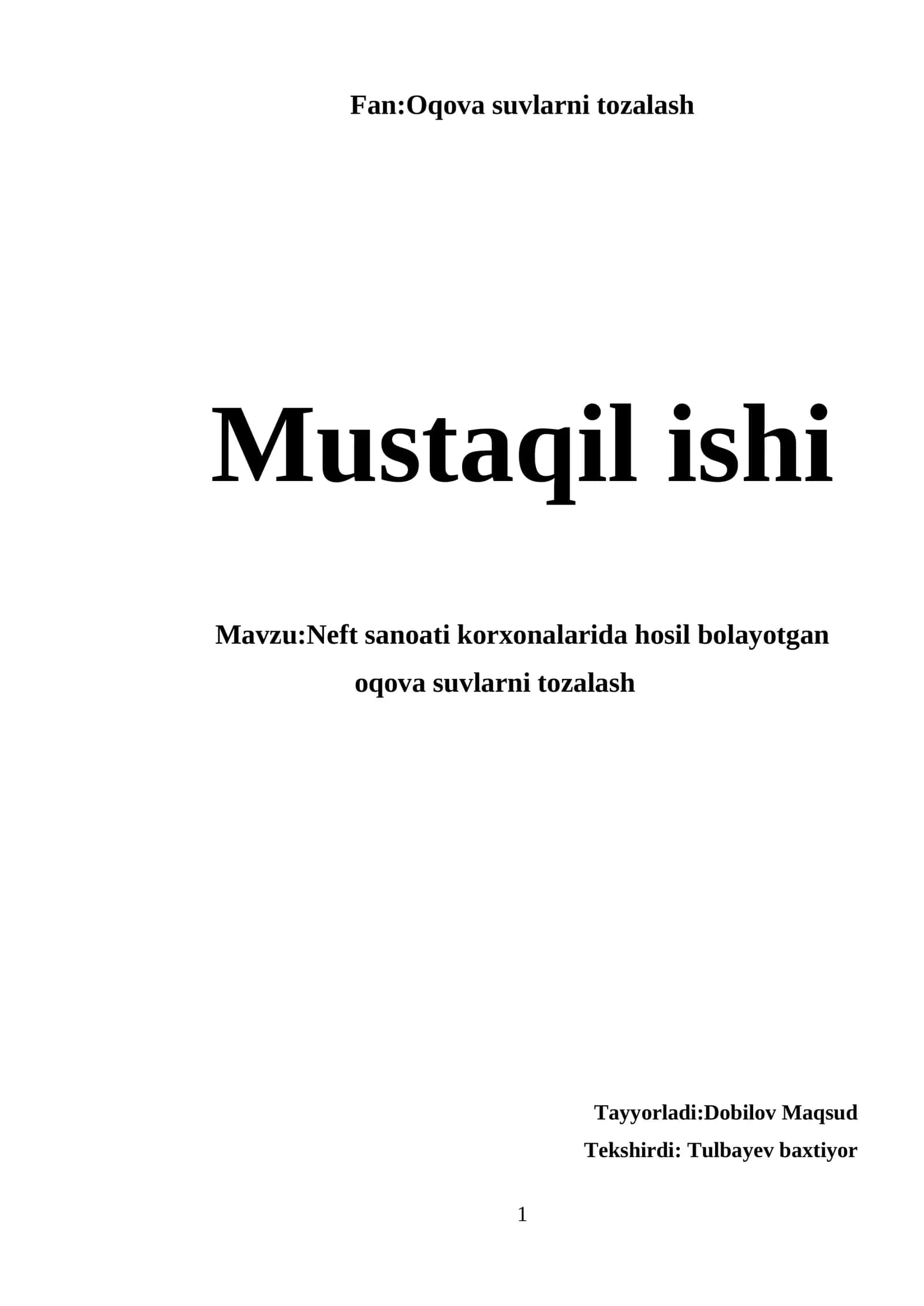 Oqova suvlarni tozalash
