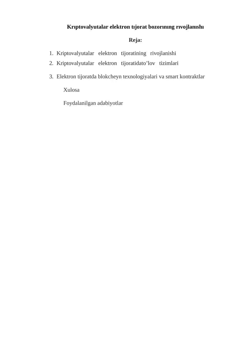 Elektron tijorat bozorini rivojlantirish