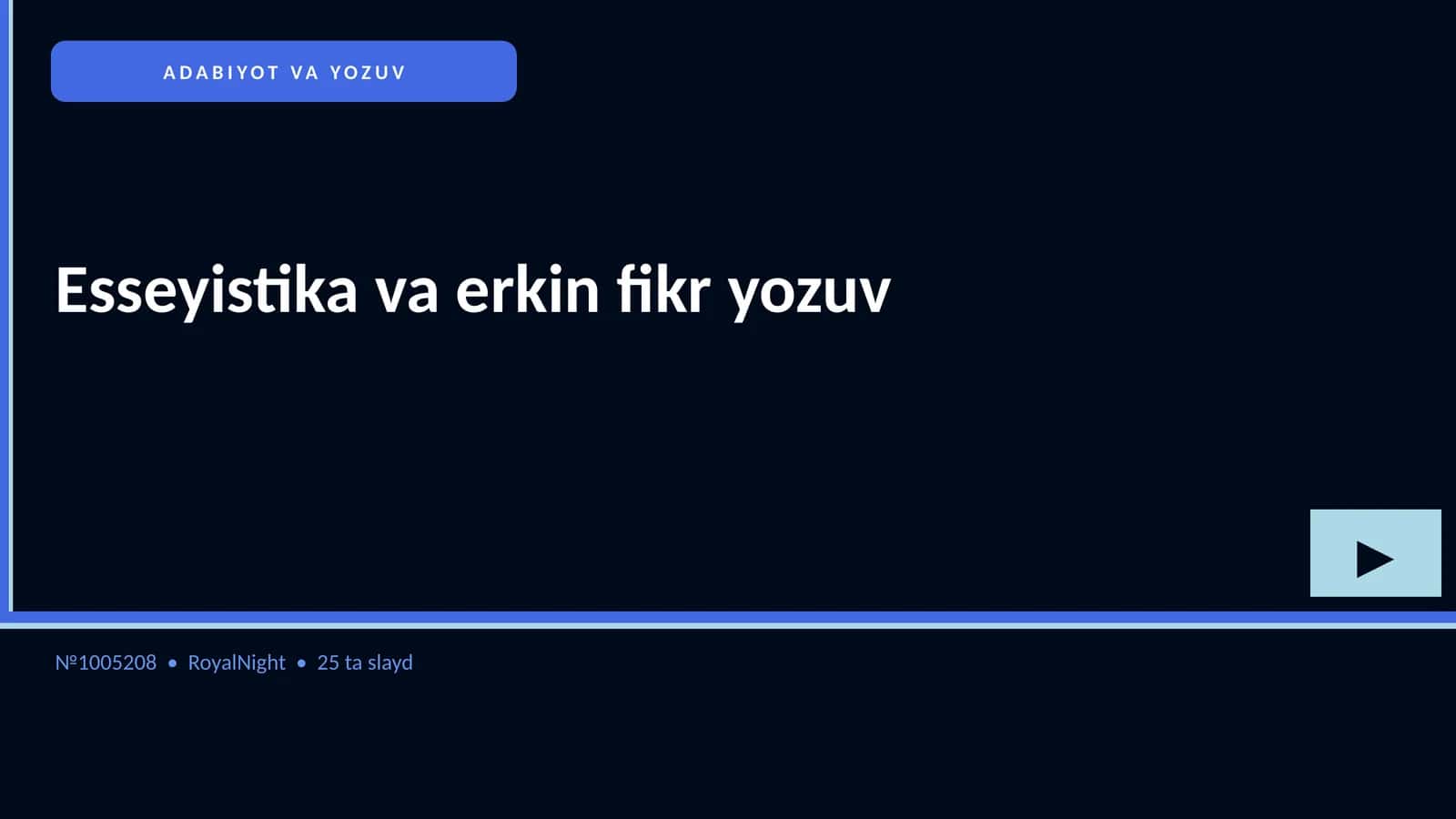 Esseyistika va erkin fikr yozuv