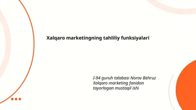 Xalqaro marketingning tahliliy funksiyalari