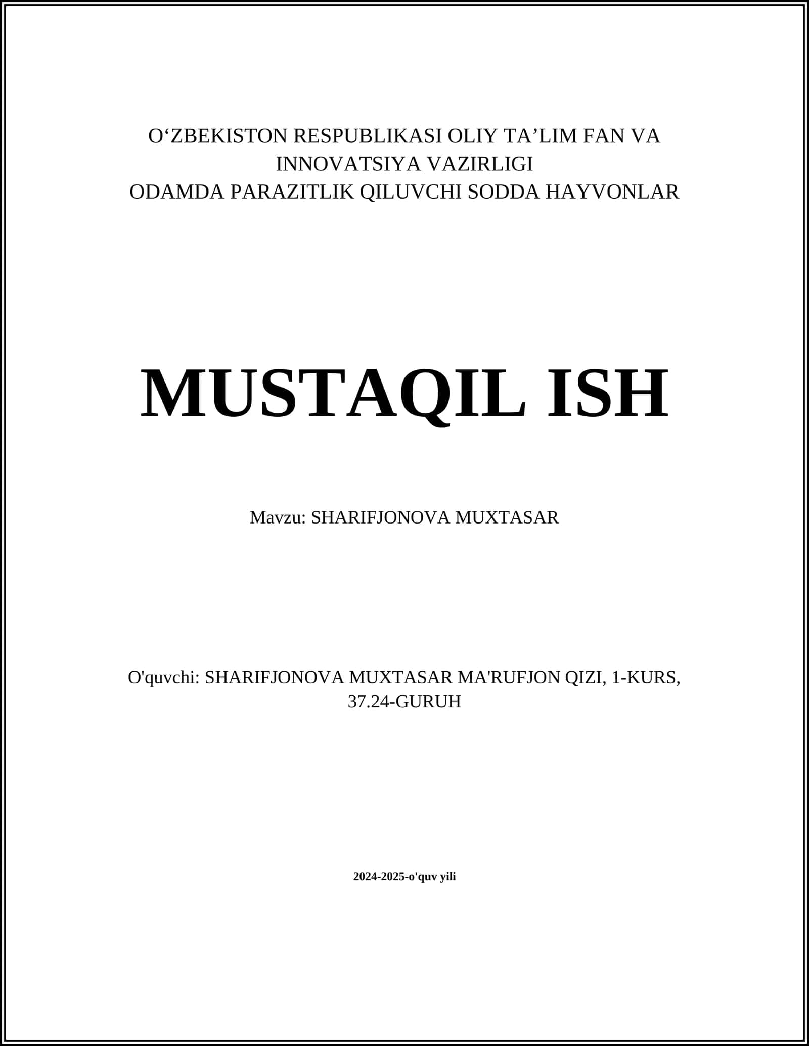 SHARIFJONOVA MUXTASAR