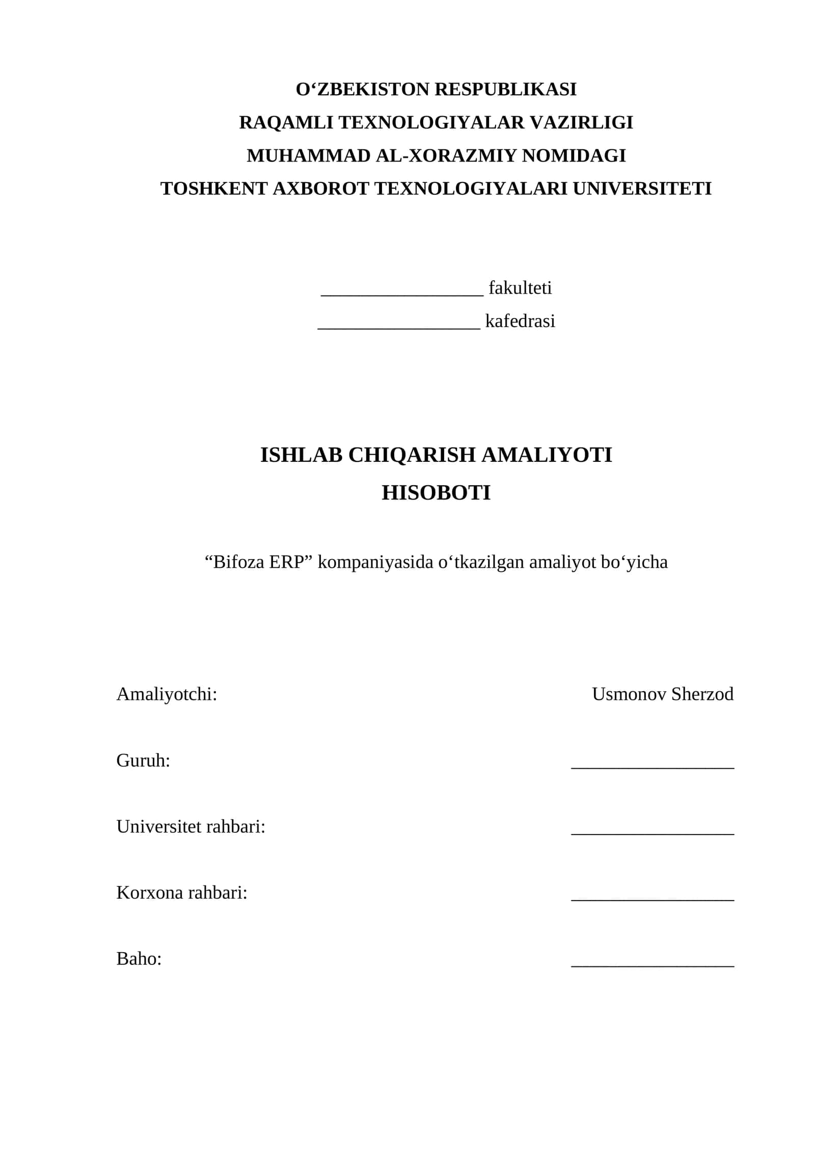 Ishlab Chiqarish Amaliyoti