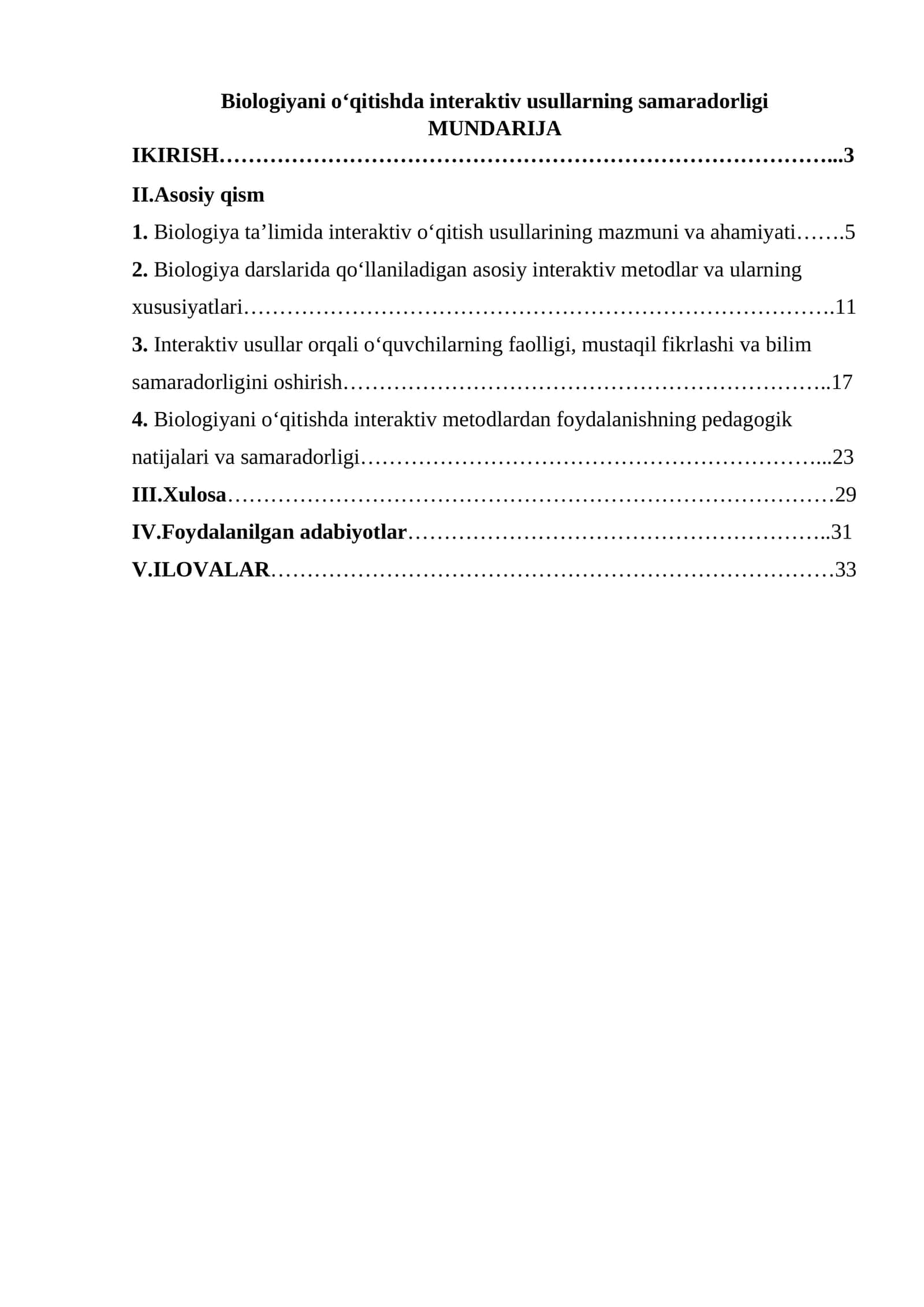 Biologiyani oʻqitishda interaktiv usullarning samaradorligi