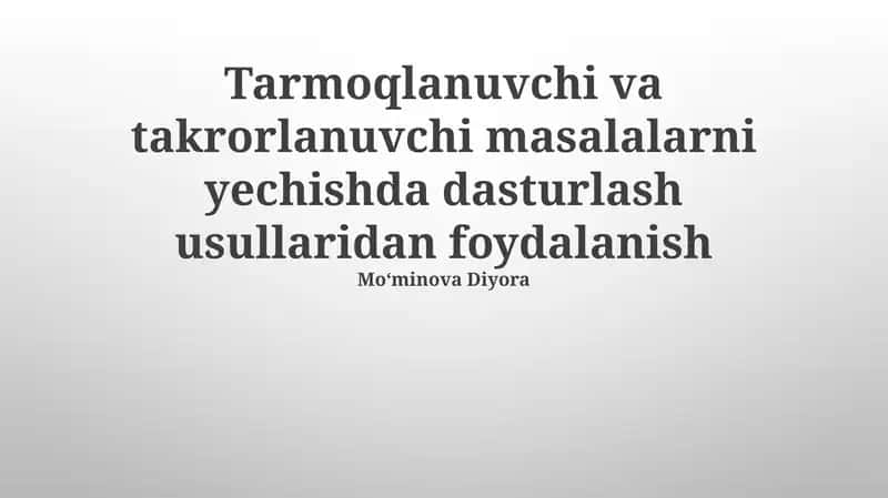 Rekursiv va Iterativ Muammolar