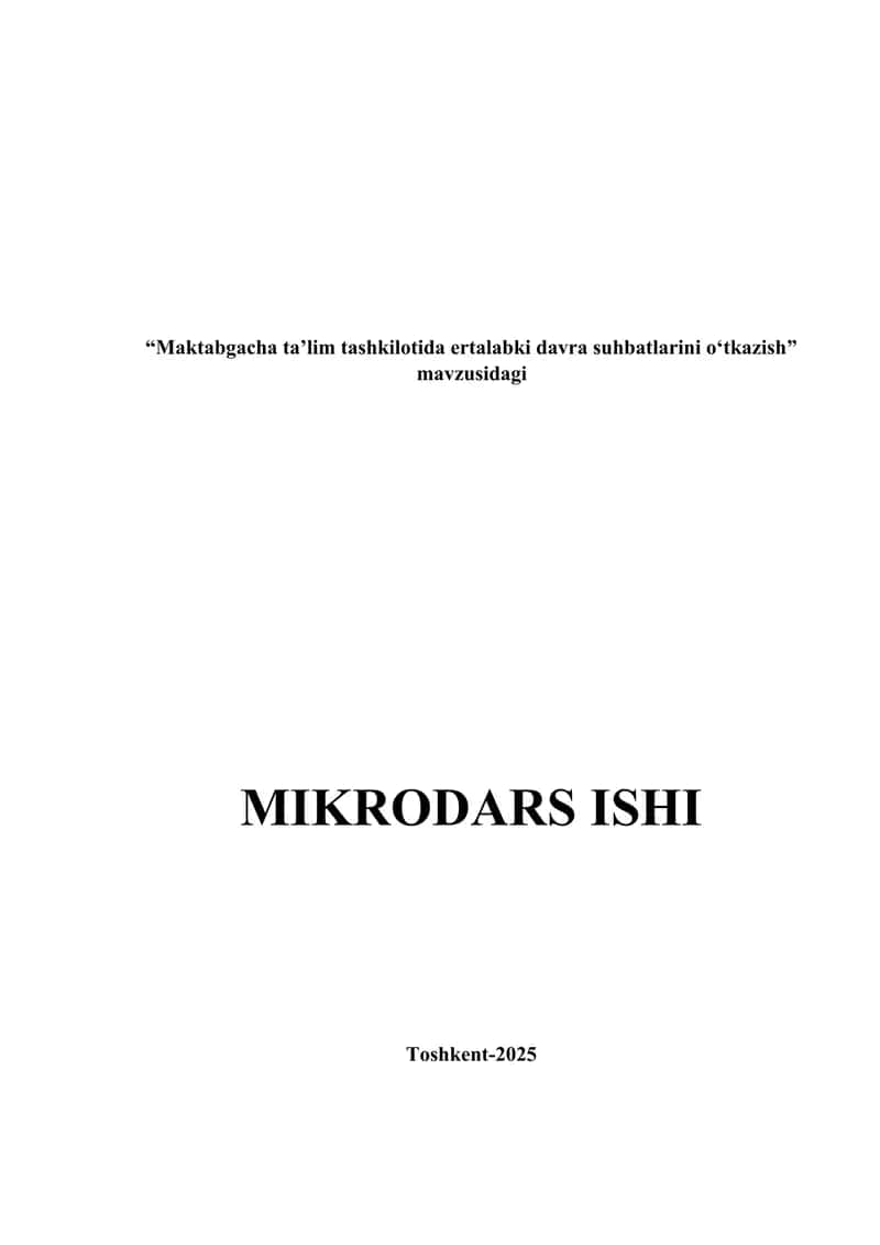 Maktabgacha ta’lim tashkilotida ertalabki davra suhbatlarini oʻtkazish