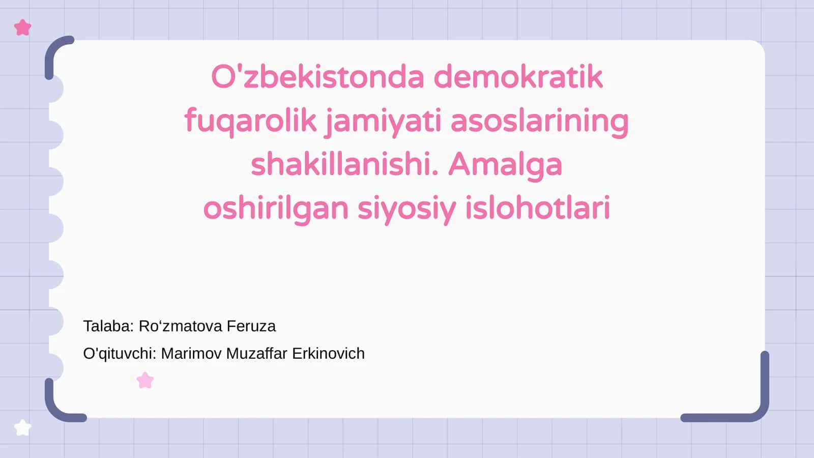 O'zbekistonda demokratik fuqarolik jamiyati asoslarining shakillanishi