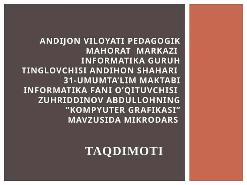 Kompyuter grafikasi tayyor taqdimot