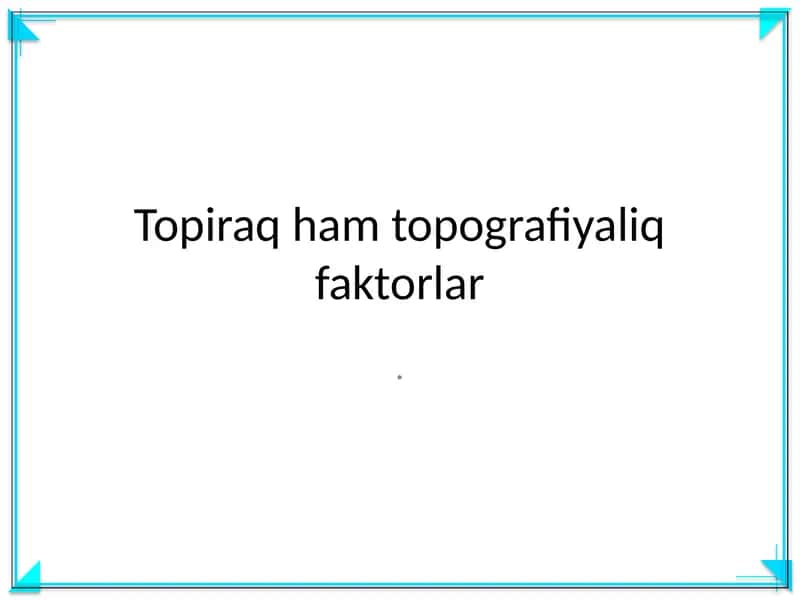 Topiraq ham topografiyaliq faktorlar