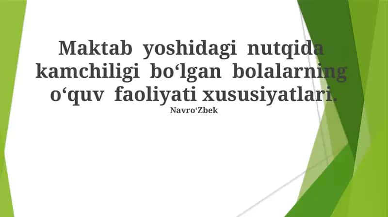 Bolalarning nutqda kamchiligi