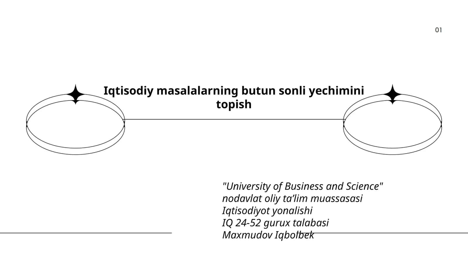 Iqtisodiy masalalarning butun sonli yechimini topish