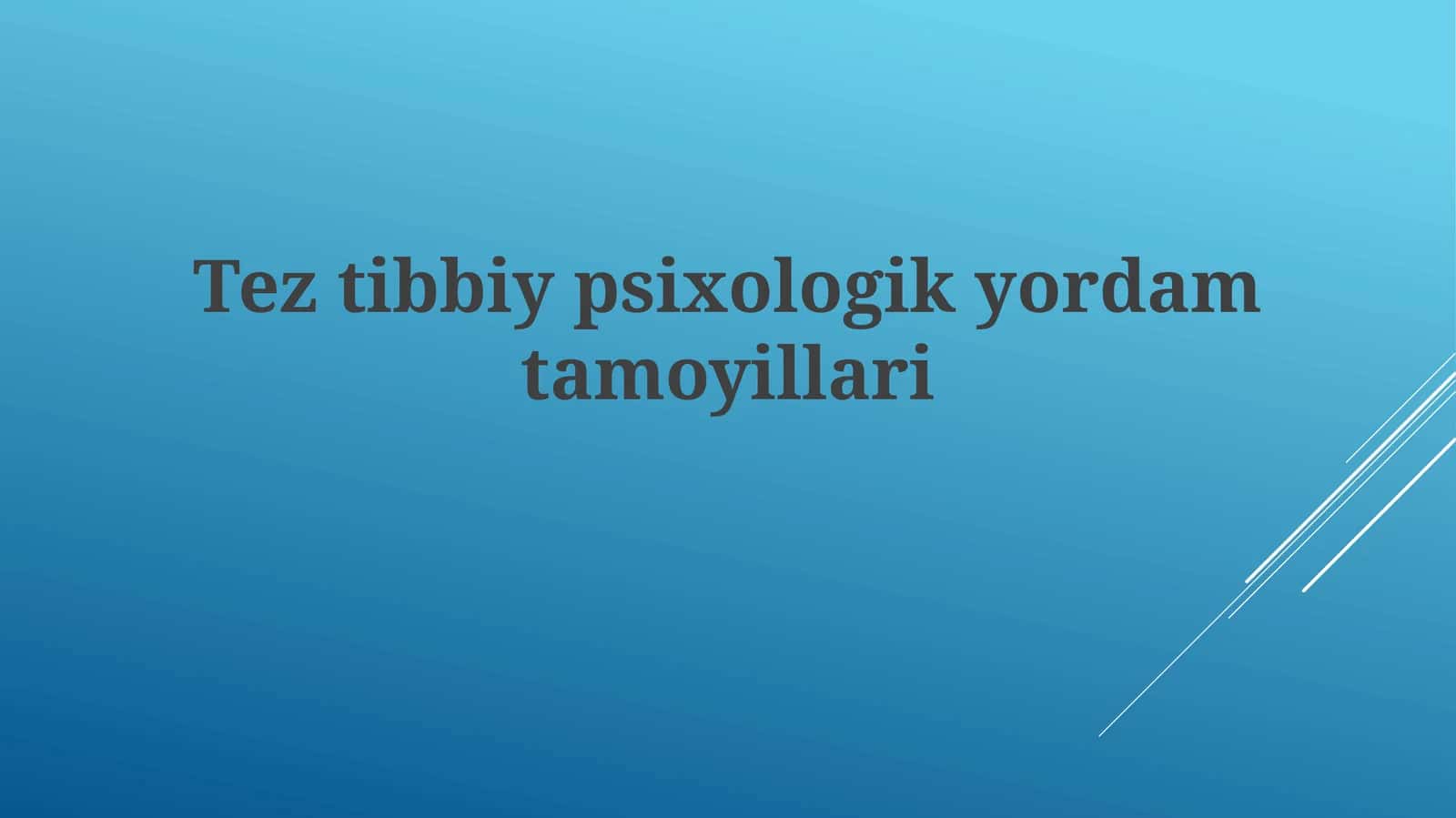 Tez tibbiy psixologik yordam