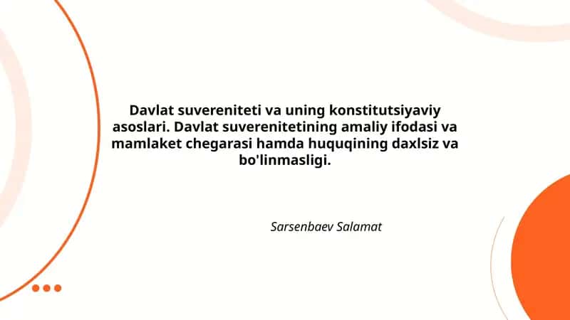 Davlat suvereniteti va uning konstitutsiyaviy asoslari