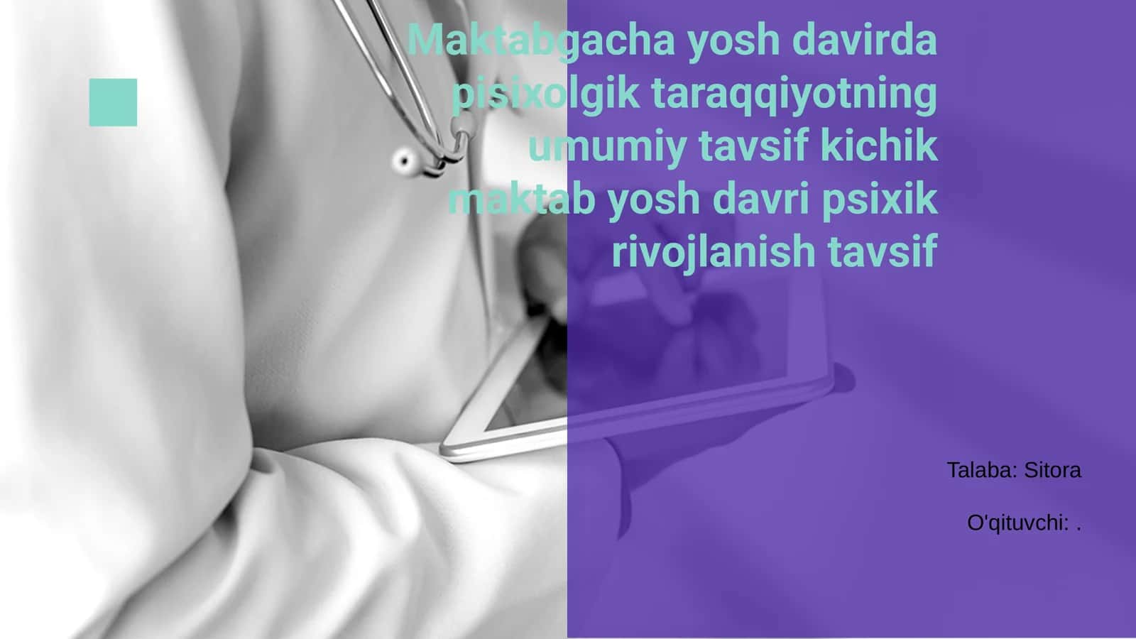 Maktabgacha yosh davirda pisixolgik taraqqiyot