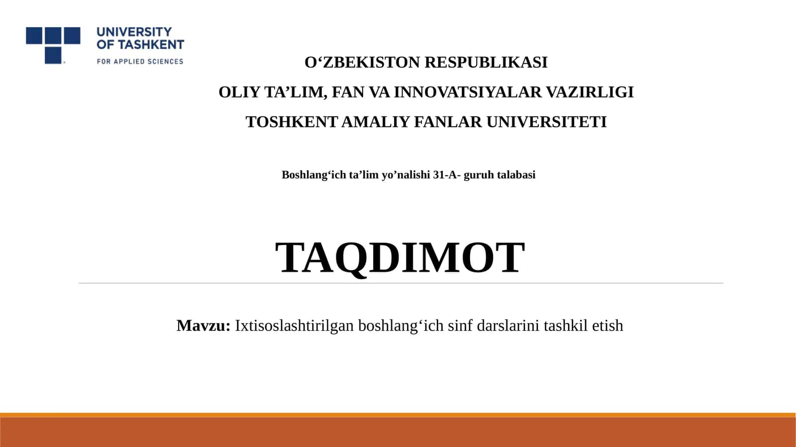 Ixtisoslashtirilgan boshlang‘ich sinf darslarini tashkil etish