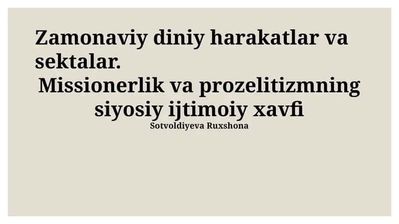 Zamonaviy diniy harakatlar va sektalar
