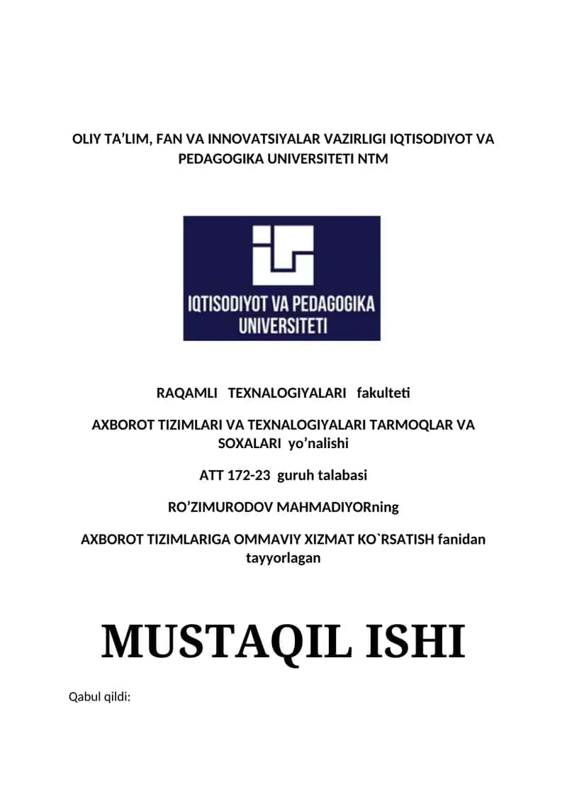 Xizmat ko‘rsatish tizimlarini dasturiy vositalar yordamida modellashtirish va simulyatsiya qilish