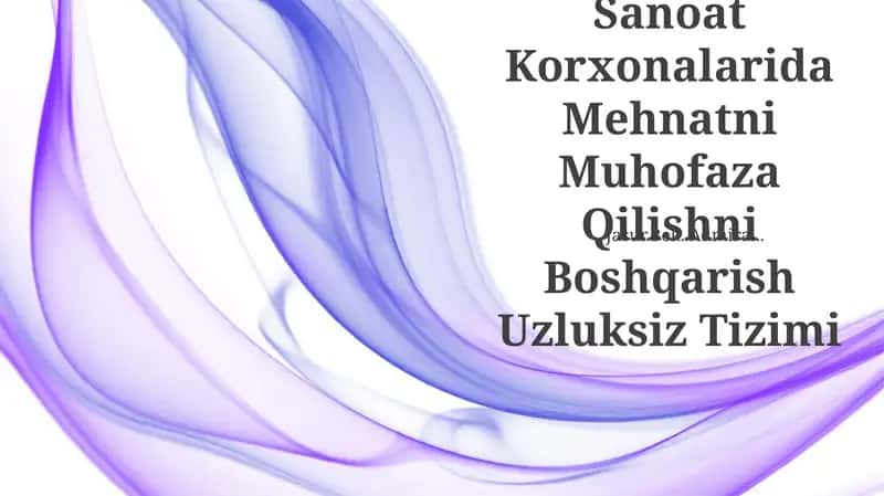 Sanoat Korxonalarida Mehnatni Muhofaza Qilishni Boshqarish Uzluksiz Tizimi