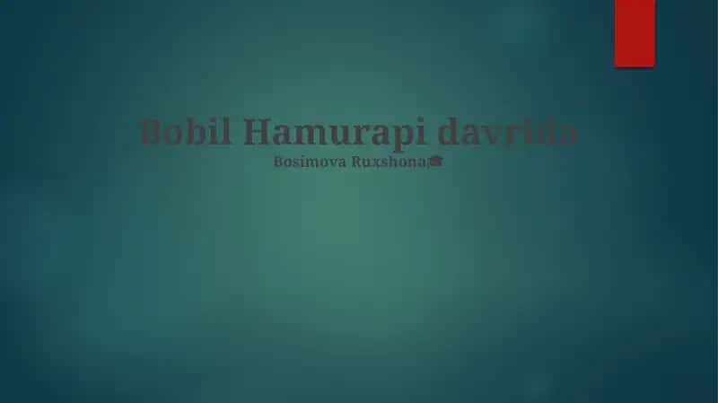 Bobil Hamurapi davrida
