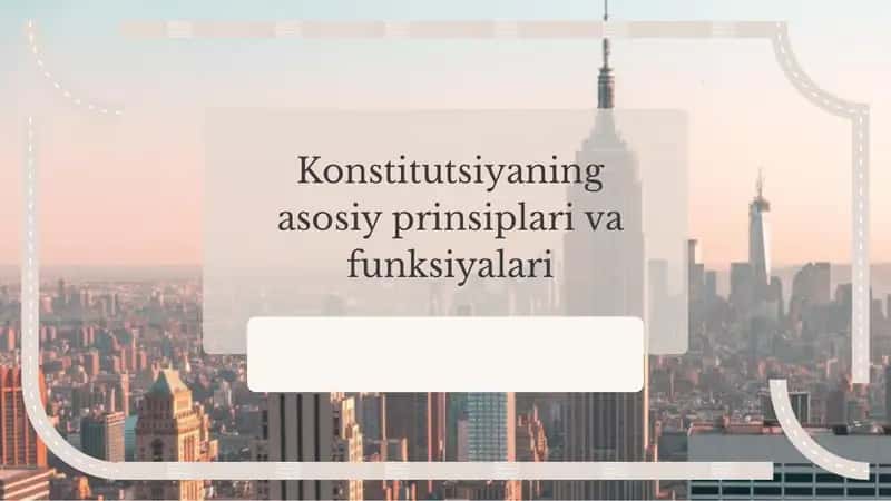 Konstitutsiyaning asosiy prinsiplari va funksiyalari