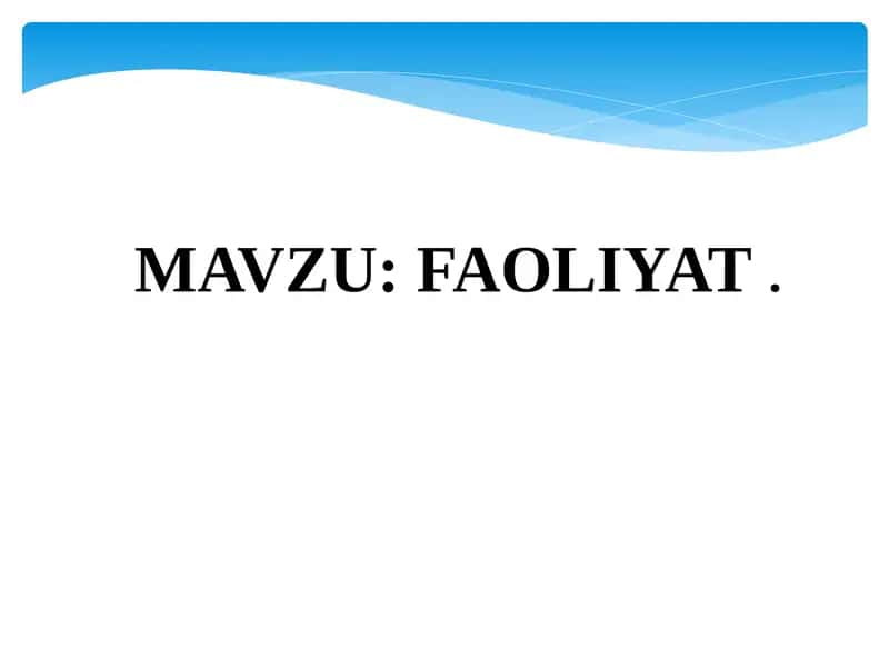 faoliyat