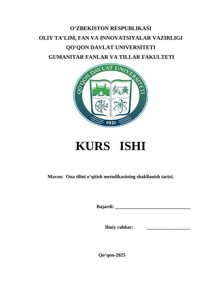 Ona tilini o‘qitish metodikasining shakllanish tarixi.