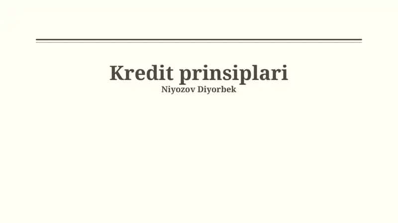 Kredit prinsiplari