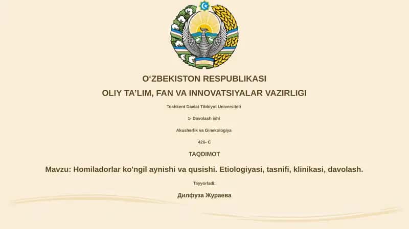 Homiladorlar ko'ngil aynishi va qusishi