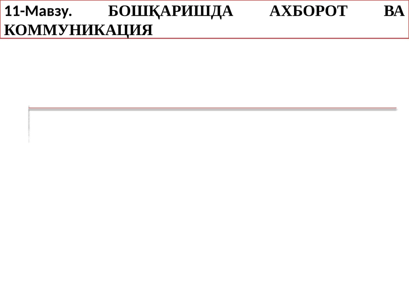 БОШҚАРИШДА АХБОРОТ ВА КОММУНИКАЦИЯ