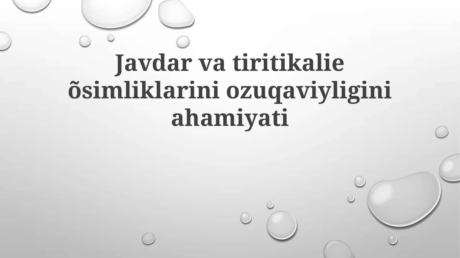 Javdar va Tiritikalie ko'chatlarining oziqlanishining ahamiyati