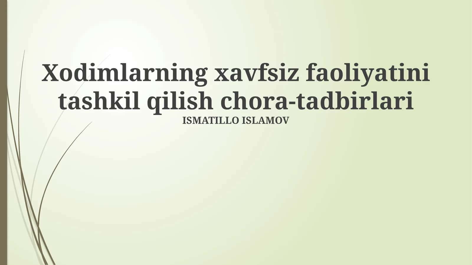 Xodimlarning xavfsiz faoliyatini tashkil qilish chora-tadbirlari