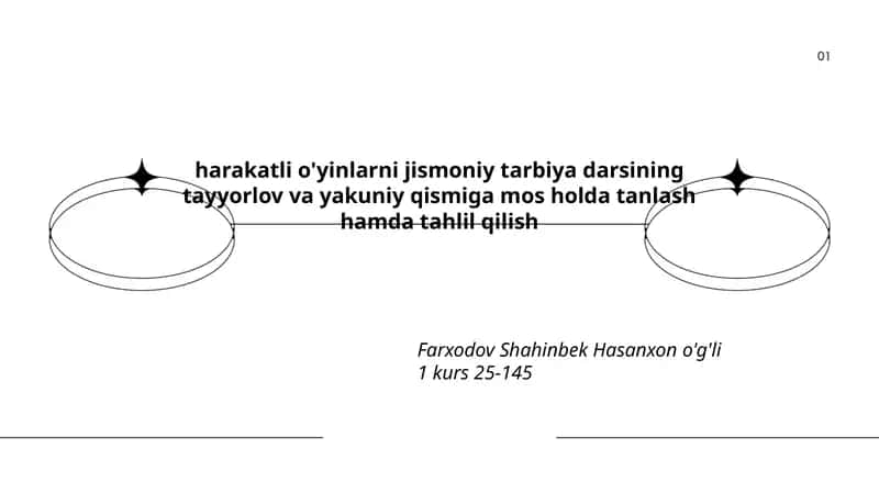Harakatli o'yinlarni jismoniy tarbiya darsining tayyorlov va yakuniy qismiga mos holda tanlash hamda tahlil qilish
