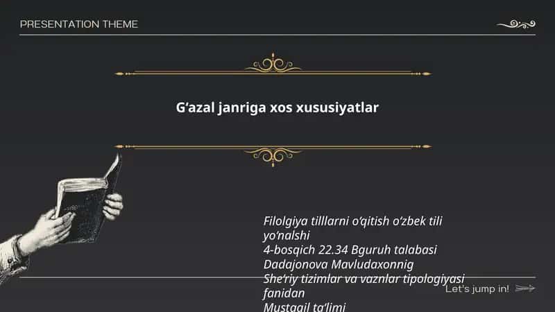 G‘azal janriga xos xususiyatlar