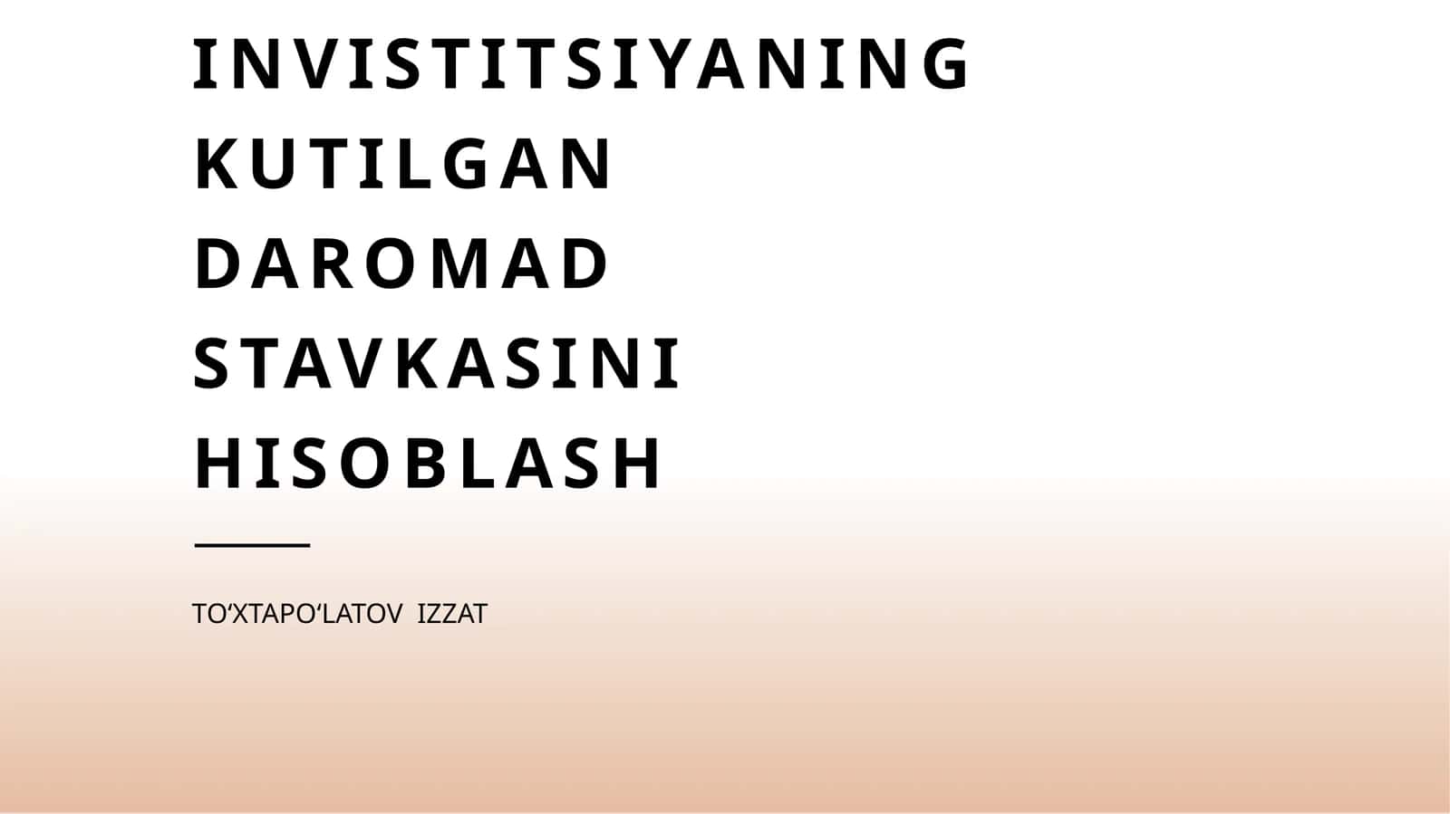 Investitsiyalarning kutilgan daromadi