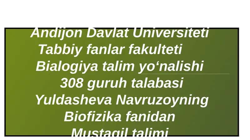 Bialogiya va talimyoʻnalishi