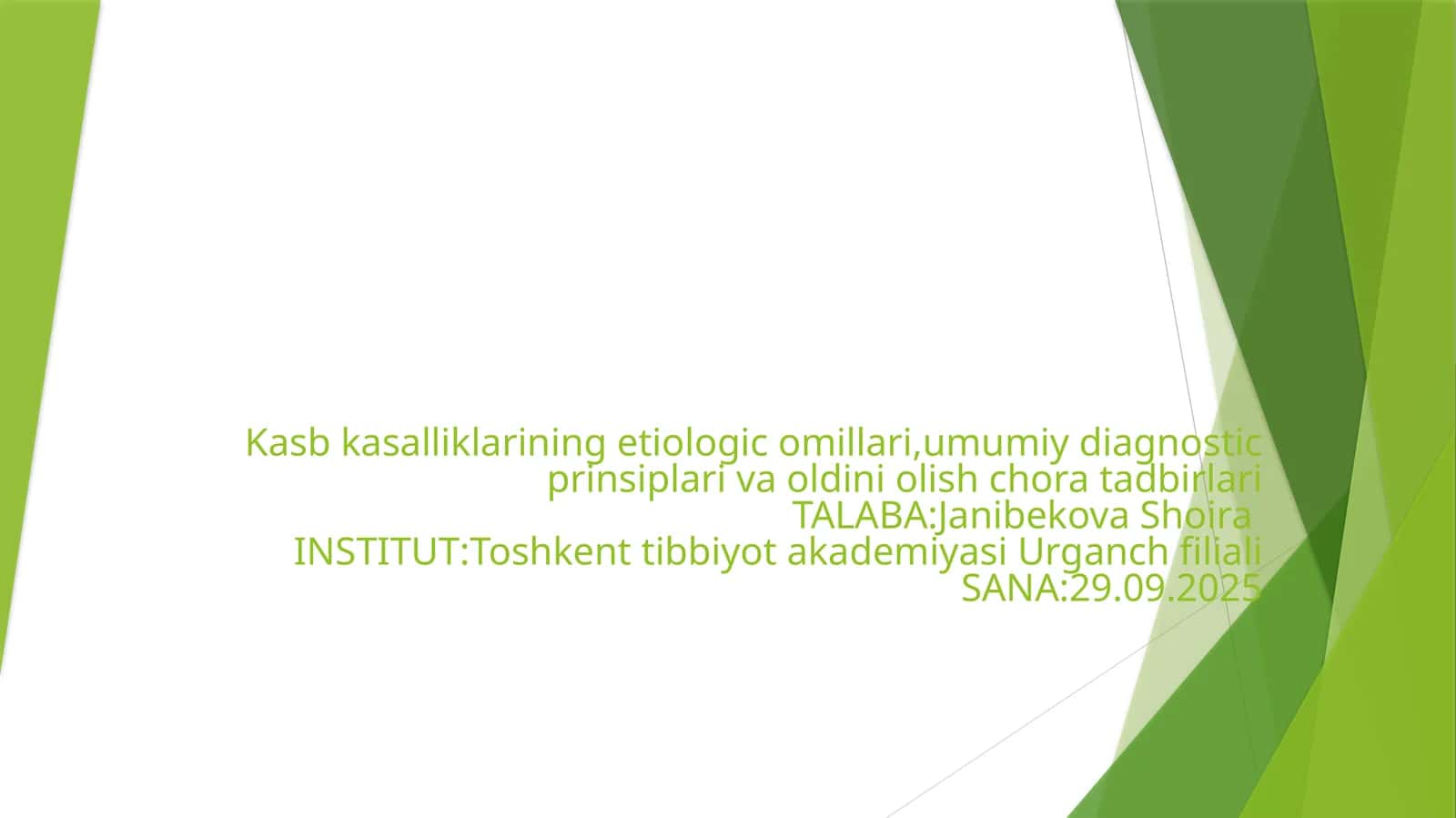 Kasbkasalliklarining etiologic omillari