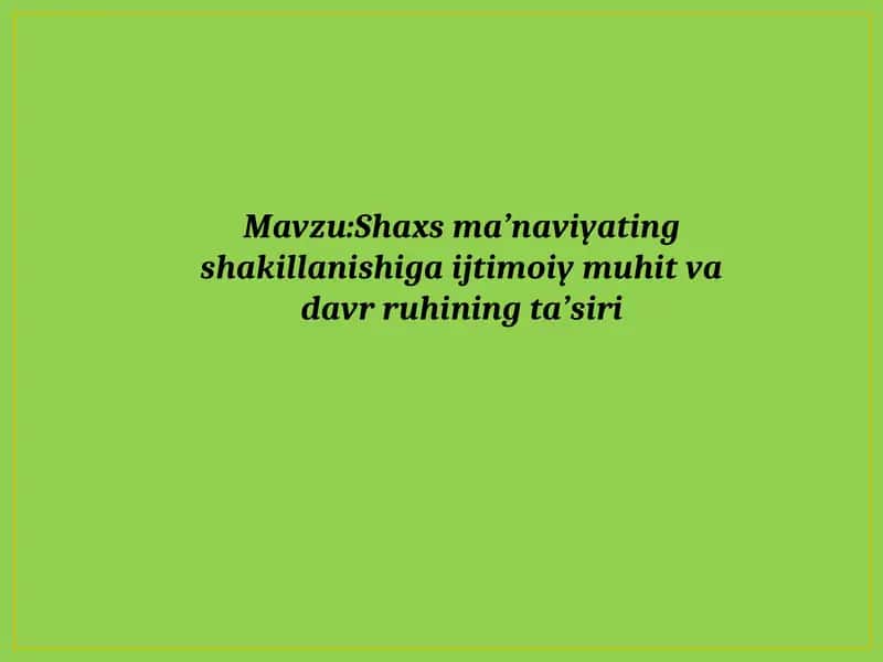 Shaxs ma’naviyating shakllanishi